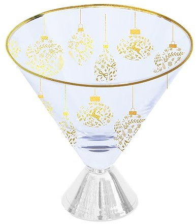 Mary Square 46946 Gold Foil Ornaments Christmas 5 ounce Glass Martini Glass Beverage Holder