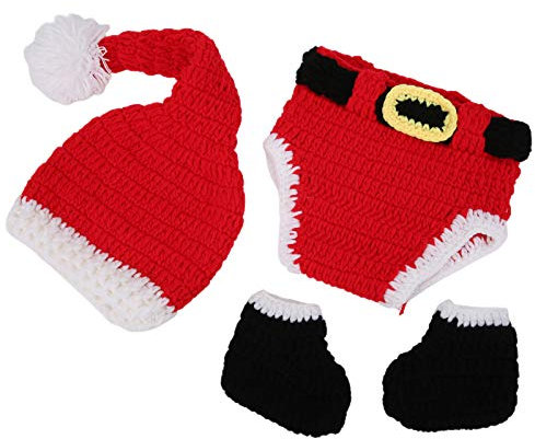 Acouto weihnachtsmützeene Fotografie Prop, Baby Weihnachtskleidung Weiche Baumwolle Neugeborene Weihnachtsmütze Kleinkind Weihnachtsoutfit
