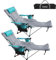 POEPORE Campingstuhl 2er Set Faltbar mit Fußablage 4-Fach Verstellbarer Strandstuhl Liegestuhl Angelstuhl Campingstühle für Erwachsene mit Wattepad Kissen Getränkehalter Armlehnentaschen Cyan