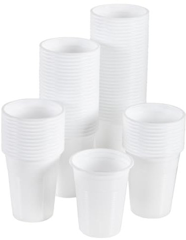 TEKHOME 2400 PEZZI BICCHIERI PLASTICA BIANCHI PER ACQUA MONOUSO 200ml OTTIMO PER BAR RISTORANTI UFFICI E MAGAZZINI
