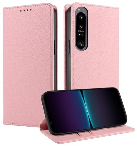 FERLAN Hülle für Sony Xperia 5 III Schutzhülle [Litschi Leder][Kartenfach][Magnet][Standfunktion][RFID-Sperre],Handyhülle Ledertasche Kompatibel mit Sony Xperia 5 III - Roségold