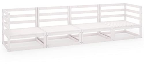 Camerina Outdoor-Sofa 4-Sitzer Weiß Massivholz Kiefer Kiefernholz TerrassenbäNke BäNke Baumbank