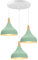 iDEGU Kronleuchter, Hängeleuchte, Retro, 3 Lampen, modern, Tropfen-Stil, Hut, Deckenleuchte, E27, Metall, Holz, Deckenleuchte, für Schlafzimmer, Esszimmer, Küche, Ø 20 cm (grün, rund)