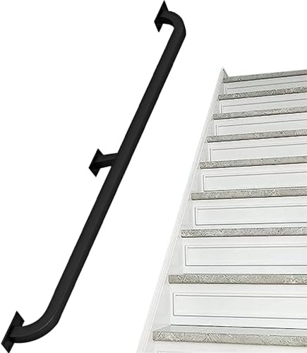 Lonmrrton 1m 1.5m 2m 2.5m 3m 4m Wall Mount Handrail for Stairs, Industrial Pipe Staircase Banister Hand Rails Non-Slip Grab Bar Railing with Wrought Iron Brackets (Size : 5ft/150cm)