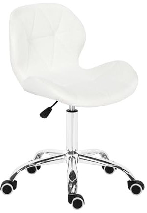 Hadwin Modern Boucle Swivel Office Chair, Height Adjustable Padded Armless Desk Chair with Wheels for Home Office, White