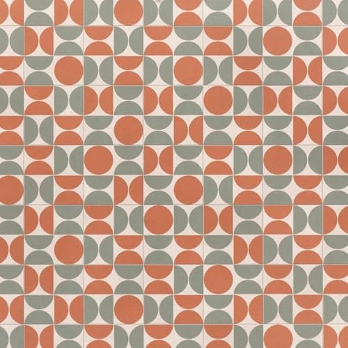 Retro Patterned Vinyl Flooring Roll Vintage Stone Mosaic Tile Effect Felt Backed Lino Flooring Colourful Hallway Kitchen Bathroom Vinyl Sheet 2m 3m Width 2m To 8m Length (Coral Cove, 2m x 2m)