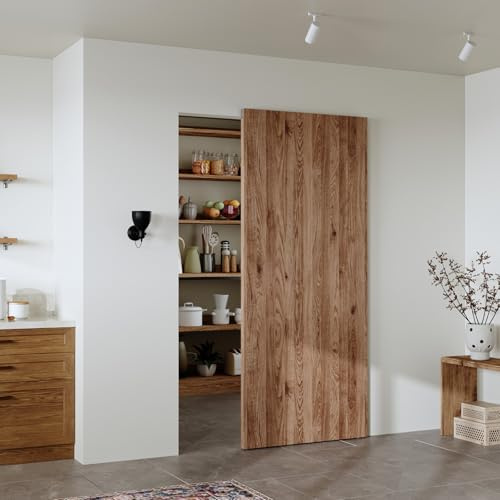 CEAKIAN 36 Concealed Sliding Barn Door Hardware Kit with Soft Close Mechanism for 28in Passage Opening, Hidden Sliding Door Hardware, Trackless Rails, Wall Mount for Interior Wooden Doors (NO Door)