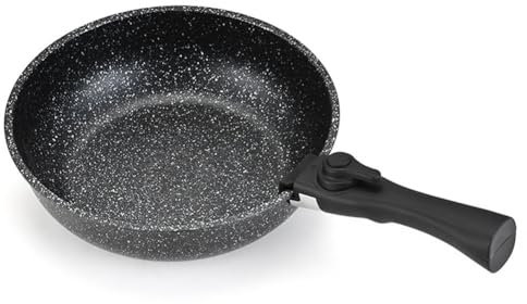 Abnehmbare antihaftbeschichtete Bratpfanne für den Haushalt, Wok mit rundem Boden, mit abnehmbarem Griff, antihaftbeschichteter Induktionswok, geeignet für Induktion und Gasherde(Removable 26cm frying