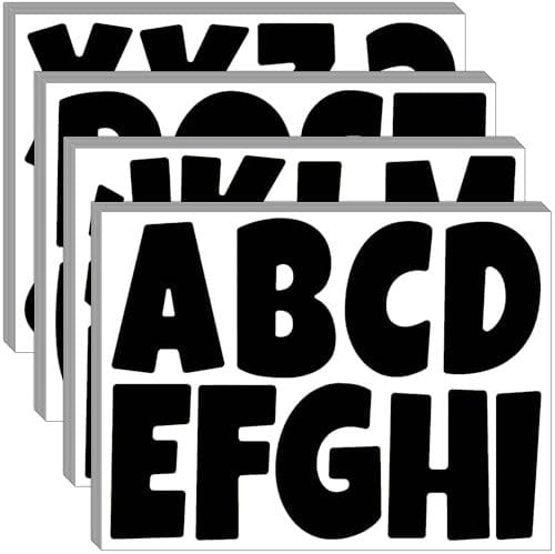 Bemeol Adesivi con lettere dell'alfabeto, 351 pezzi, 10,2 cm, per bacheca, decorazione per casa, classe, scuola, (nero)
