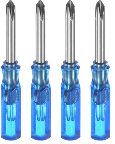 QUARKZMAN 4Pcs Ph1 Mini Tournevis Phillips 3mm Tête Croisée Magnétique 45mm Longueur pour Petites Réparations d'Appareils, Bleu