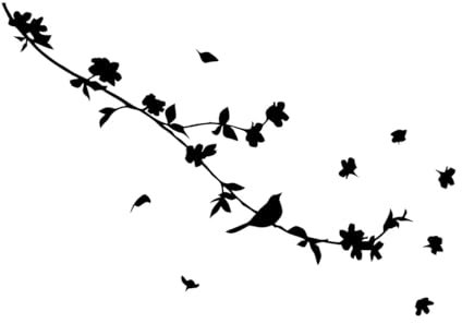 Wandaufkleber mit Blüten- und Schmetterlingszweig, Vinyl, für innen und außen, Heimdekoration, Wohnzimmer, Schlafzimmer, mietfreundliche Transferaufkleber, klein – 29x42cm