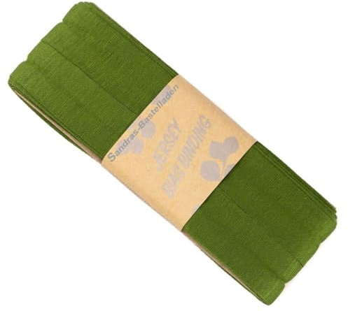 Sandras-Bastelladen Jersey Schrägband/Einfassband elastisch & gefalzt 3m x 20mm - 100% Viskose Oliv Grün