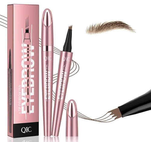 Augenbrauenstift Wasserfest, 3D Microblading Augenbrauenstift Eye Brow Pencil mit 4 Gabelspitze Applikator, Dunkelbraun Eyebrow Pencil Erzeugt Mühelos Natürlich Aussehende Brauen (Hellbraun)