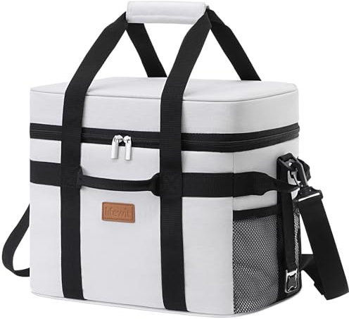 Lifewit Kühltasche 20L, Faltbar Picknicktasche für Essen & Getränke, Kühlbox Tragbare Eistasche für Männer, Frauen, Isolierte Thermotasche für die Arbeit, Picknicks, Camping, Seidengrau