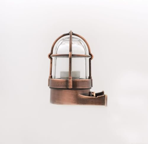 Außenlampe Wand Messing massiv Glas E27 IP64 in Kupfer antik Maritim Wandlampe außen Terrassenlampe Außenleuchte Garten Hoflampe