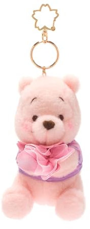 Disney Store Official Peluche Porte-clés Winnie l'ourson, 14 cm/6, Collection Sakura, Peluche Ours Rose avec Porte-clés Amovible, Accessoire pour Cartable ou Sac à Main, à partir de 3 Ans