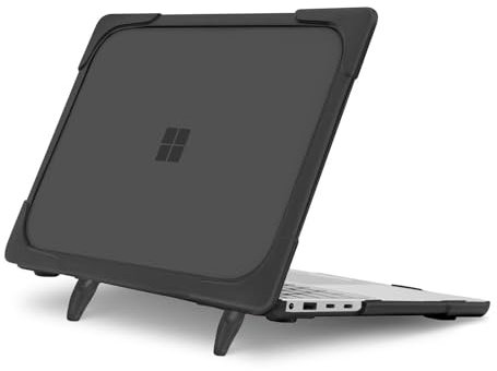 MOSISO Compatible with Microsoft Surface Laptop Case 13.8 inch 2024 Touchscreen 7th Edition 2024 Release Model 2036, Heavy Duty Protective Plastic Hard Shell Case Cover with Fold Kickstand, Black