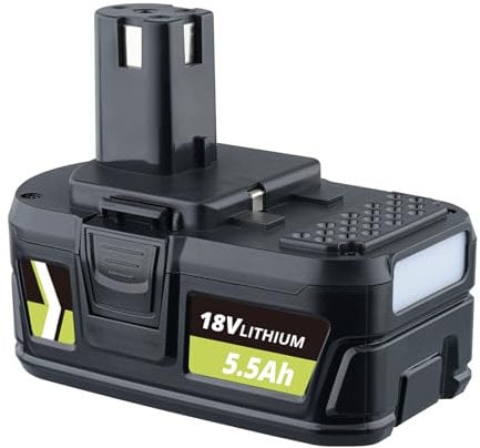 4 pack 18V 5.5Ah P108 Lithium Ion Battery replacement for Ryobi 18V Battery P108 RB18L50 RB18L40 RB18L25 RB18L20 RB18L15 RB18L13 P102 P103 P104 P105 P106 P107, Compatible with Ryobi 18V Power Tools