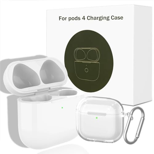 Kabelloses Ladecase Kompatibel mit AirPods 4rd, USB-C Wireless Charging Case Original Ersatz Replacement,Bluetooth Pairing Sync Button, Mit Transparent Hülle