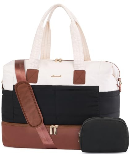 LOVEVOOK Reisetasche Damen, Leicht Puffer Weekender Handgepäck Tasche Kliniktasche Geburt Krankenhaustasche, Große Travel Duffle Bag mit Schuhfach & Kulturtasche, Sporttasche für Flugzeug Reise Gym