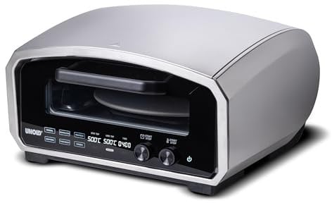 Unold Enzo 500°C Pizza Oven 68916 - Indoor and Outdoor IPX4 - Electric Neapolitan Pizza Maker - 33cm Rotating Pizza Stone - Up To 12- 2100W - Adjustable Timer - Includes Pizza Peel - 240V