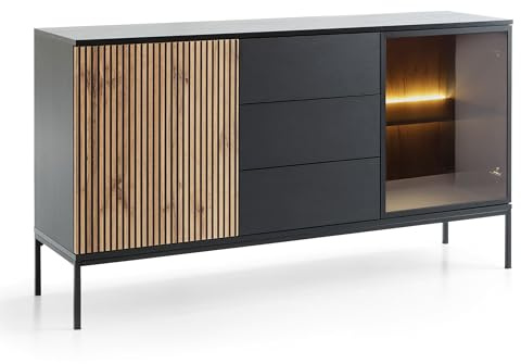 Kommode Laval KSZ154 Eiche Wotan/Schwarz 154x83x39 cm