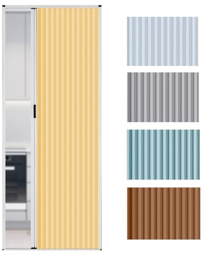 Panneaux coulissants pour porte accordéon intérieure personnalisable pour placard, séparateur de pièce et porte de douche pour chambre à coucher, salle de bain, cuisine – Solution peu encombrante et