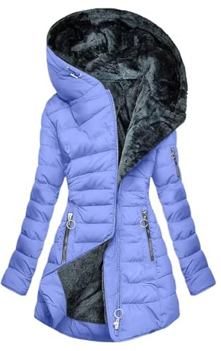 YBEBEWE Women's Coats Quilted Down Long-Lenght Puffer Coats Ladies Lightweight Waterproof Jacket with Fur Hood Autumn Winter Plus Size Trench Coat Warm Outwear