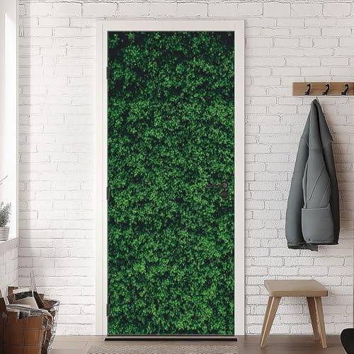Türtapete Selbstklebend 100x200 Grüne Blätter Türfolie Sommerpflanzen Türaufkleber Fototapete 3D Effekt Türklebefolie Türposter für Innentür Schlafzimmer Bad Dekoration A-1632