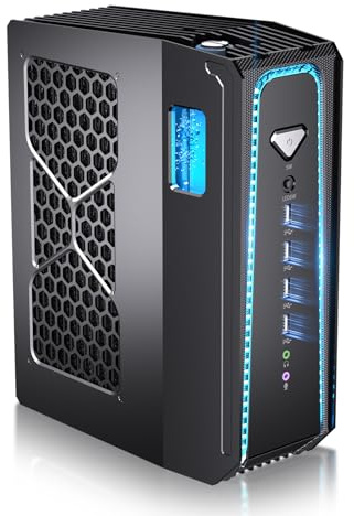 Kinupute Mini Gaming PC, Liquid-Cooled PC i9-14900F 24 Cores, Win-11 Pro, 32G DDR5, 1T M.2 PCIE4.0 SSD, Desktop Computer with GeForce RTX4070 12G, Four Display, 8K@60Hz Outputs, Dual LAN, WiFi7/BT5.4