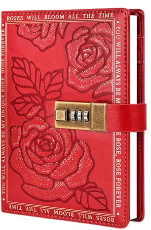 Taccuino con serratura - Pelle rosa a righe con copertina rigida, diario privacy B6 con 224 pagine, design sicuro ed elegante per accessori per l'organizzazione personale, per adolescenti