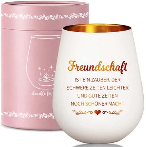 Beste Freundin Geschenke, Windlicht Glas mit Gravur: Freundschaft | Geburtstagsgeschenk für Freundin zum Weihnachten, Abschluss, Einzug, Holz Deko, Freundschaftsgeschenk Abschiedsgeschenk