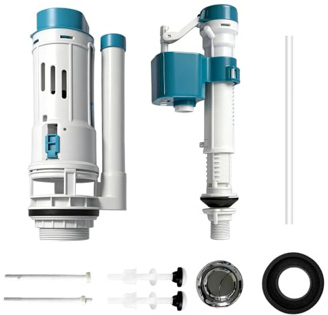 NAVESO Toilet Flush System Replacement,Universal Toilet Cistern Flush Parts,Dual Flush Toilet Cister-n Kit,Adjustable Toile-t Flush Valve General Toil-et Cistern for Toile-t Tank Height 21-25 cm