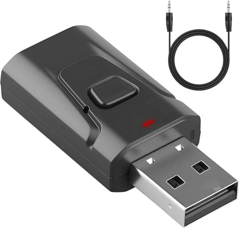 Adaptateur Bluetooth USB 5.4 2 en 1 avec Prise Jack 3,5 m | Émetteur/Récepteur Audio Stéréo sans Fil m, pour TV, Chaîne Hi-Fi, Voiture et Haut-Parleurs, Micro Intégré