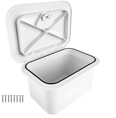 ZiStarlilife 1 Pack Marine Storage Box Built-In Lightweight Fishing Tackle Container With Water Resistant Sealing Lid For Boat Deck Hull Installation(White)