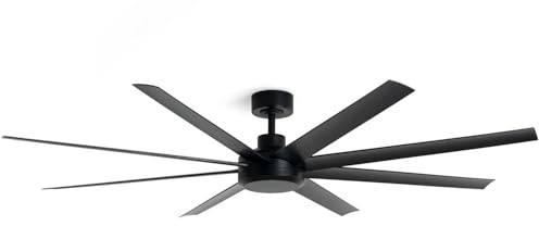 LEDKIA LIGHTING Ventilatore da Soffitto Hidra Nero senza Luce, Motore DC Silenzioso 43W, 8 Pale, 6 Velocità, 189 cm, 48 dB, Telecomando, Grande Soggiorno