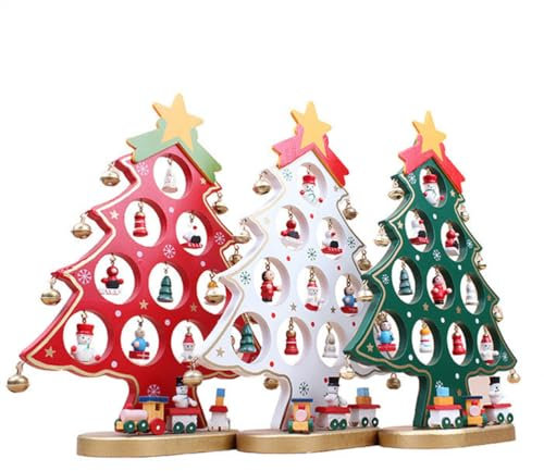 Luoem piccolo albero di Natale da tavola di Natale in legno decorazione scrivania verde