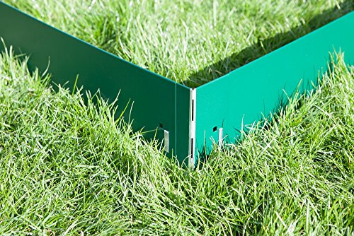 Ecke für Rasenkante Metall - Passend zu unseren 120cm Langen Rasenkanten - 4er Set Ecke für Beeteinfassung Metall - Höhe 18,5 cm - Ideal für Garten Beeteinfassung & Wegbegrenzung - Feuerverzinkt Grün
