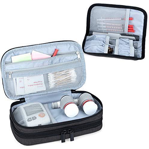 Luxja Insulin Diabetiker Tasche, Doppelschicht Insulin Tasche für Blutzuckermessgeräte und Diabetiker Zubehör (Nur Tasche), Schwarz