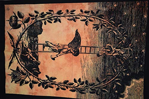 Traditional Jaipur Hieroglyphische Figuren hermetische Philosophie Angel Wall Art Poster, Gott der Gnade, Wandgestaltung, böhmische Wandbehang, Hippie Wohnheim Zimmer Dekoration Größe 30 x 40