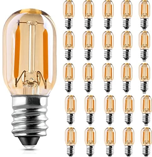 Genixgreen Glühbirne E14 Led Warmweiss 1W T22 Vintage Röhren Nachtlicht kühlschranklampe Ersetzt 10 Watt Glühlampen Equivalent, 2200K Nicht Dimmbar, 25er Pack