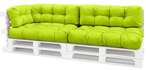 Spatium Palettenkissen Set abnehmbar Bezug wasserdicht gesteppt Palettenauflage Palettenpolster Palettensofa Palettenmöbel Apfelgrün 5er Set