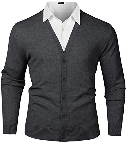 iClosam Strickjacke Herren Cardigan V-Ausschnitt mit Knöpfen Leichter Strickpullover