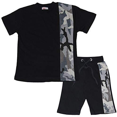 A2Z 4 Kids Boys T-Shirt Shorts Set 100% Cotton Contrast Panel Matching Top