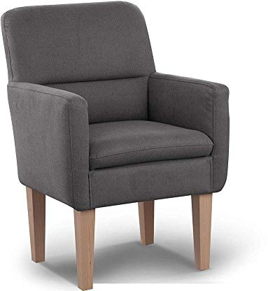 CAVADORE Diningsessel Kira / Polstersessel für Küche, Esszimmer oder Wohnküche / Passend zur Küchengarnitur Kira / Leichte Fleckenentfernung dank Soft Clean / 66 x 96 x 71 / Flachgewebe: Grau