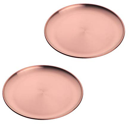 Stainless Steel Pizza Baking Tray, Buyer Star Baking Sheet 2 Pieces 9-Inch Pizza Pan Trays Plates for Oven, Rose Gold