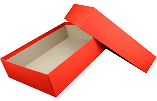 NEUSER PAPIER Hochwertige Aufbewahrungs- und Geschenkboxen - 2 Stück - DIN A4 - Rot bezogen - 302 x 213 x 70 mm