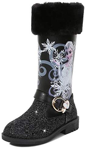 Kosplay Stivali da Principessa Ragazze Elsa Bambini Stivali da Neve Morbide Fodera Calda Stivaletti Ragazze Inverno Scarponi da Sci all'aperto Partito Principessa Scarpe Eleganti