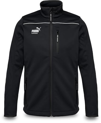 PUMA Workwear Jacke Herren aus Drei-Lagen-Softshellgewebe - Wasserabweisend und Winddicht - Slim Fit - Softshelljacke Arbeitsjacke für Handwerk, Produktion Logistik und Baugewerbe - Schwarz - 5XL