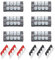 Ruidee 12 Stück (6 Set) Klemmleisten, 4 Positionen, zweireihig, verdeckte Schraubklemmleiste, 600 V, 25 A + 6 Stück, 4 Positionen, vorisolierte Gabelklemmenleiste, rot/schwarz, 400 V, 25 A, TB-U2504
